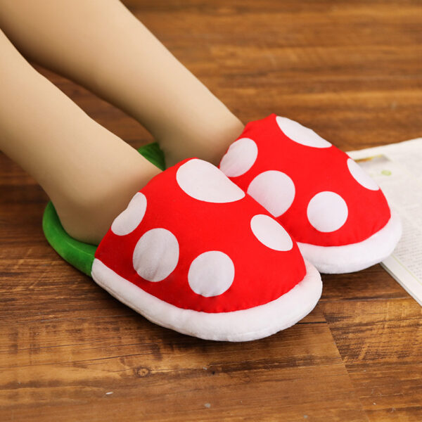 Piranha Plush Mushroom Slippers – Cozy & Fun for Kids! - Image 2